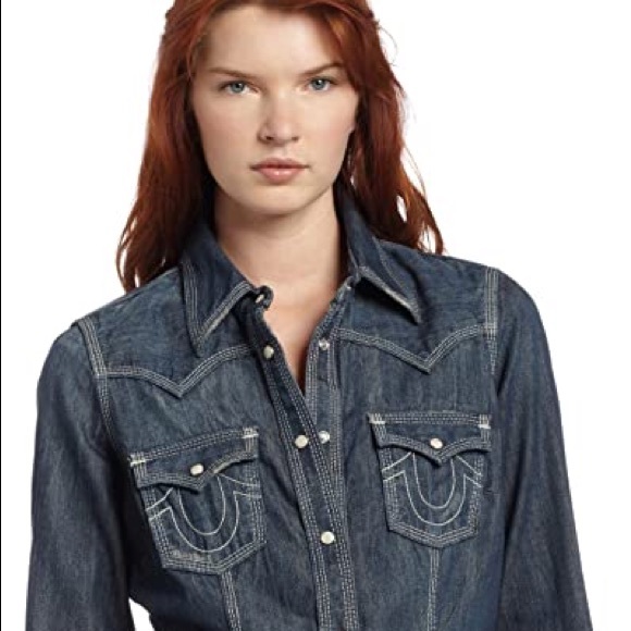 True Religion Rocky Denim Western Shirt - Picture 1 of 14